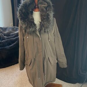 Women's Fur-Trimmed Parka Coat
